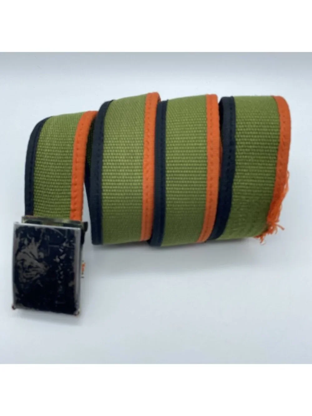 Diamond Green Black Orange Slip Thru Adjustable Belt Men’s Size M